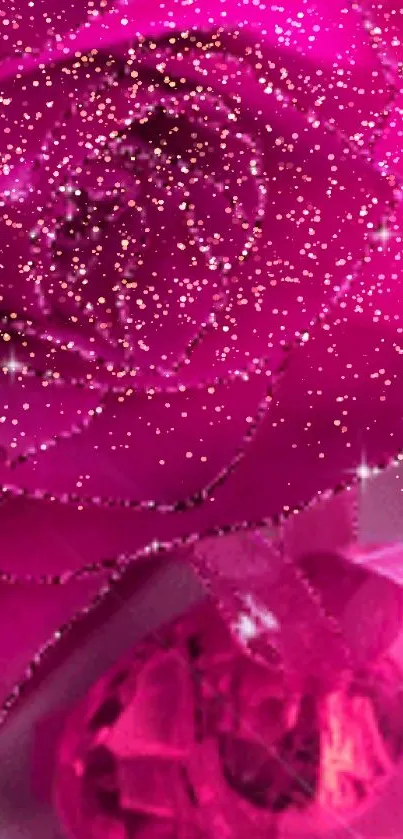 Elegant pink rose with sparkling diamond wallpaper.