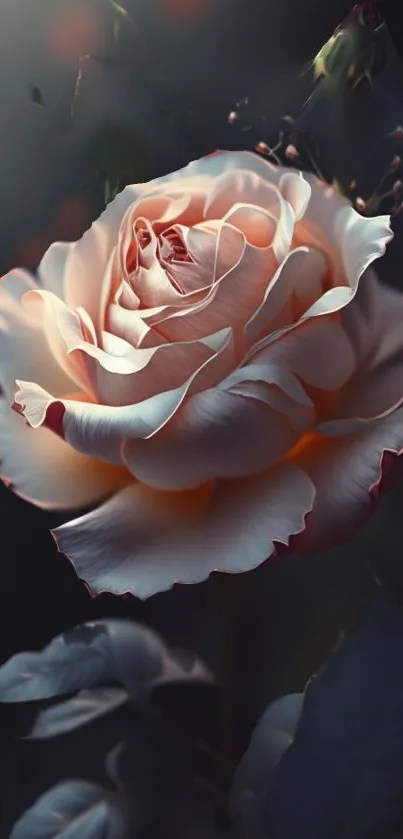 Elegant pink rose on a dark background.