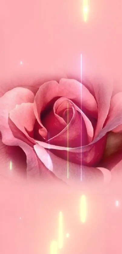 Delicate pink rose with soft petals on a pastel background.