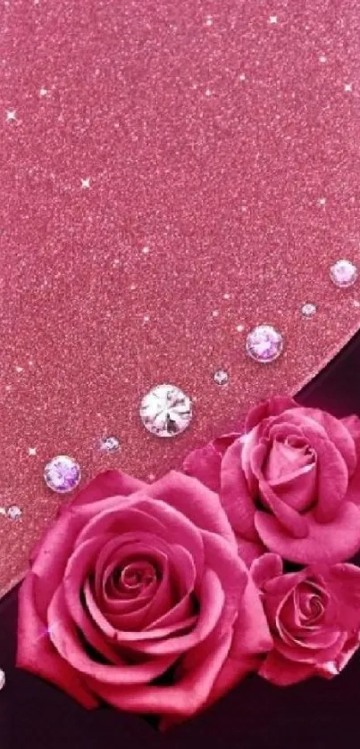 Elegant pink rose wallpaper with jewels.