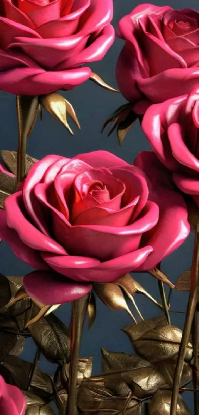 Elegant pink roses on a moody blue background