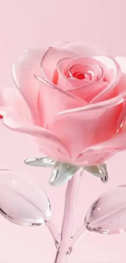 Elegant pink rose on pastel background.