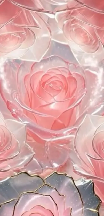 Elegant pink roses mobile wallpaper with a delicate floral design.