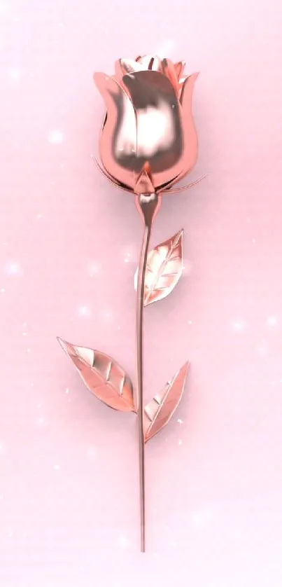 Metallic rose on pink background, elegant mobile wallpaper.