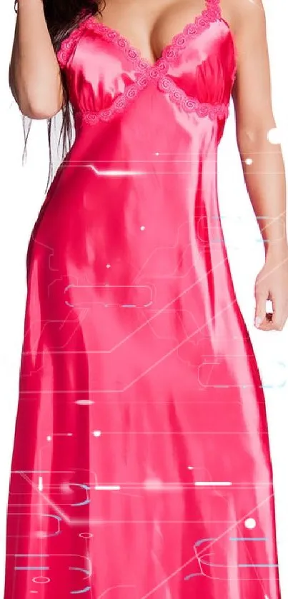 Elegant pink satin dress mobile wallpaper.