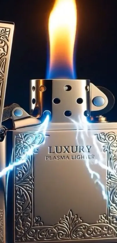 Intricate plasma lighter with vibrant flame design.