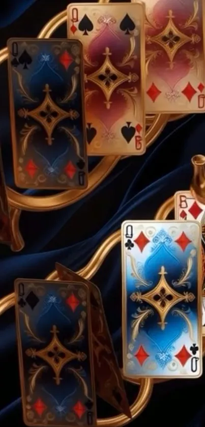 Elegant artistic playing cards on a dark background.