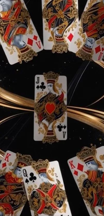 Elegant playing card design with gold highlights.