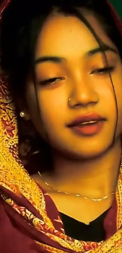 Elegant Portrait in Rich Hues Live Wallpaper