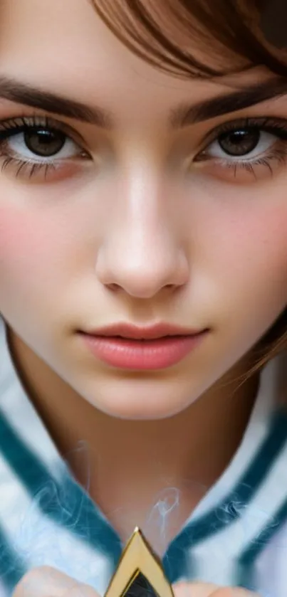 Close-up elegant portrait mobile wallpaper.