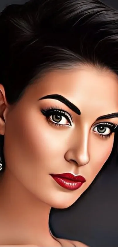 Elegant digital portrait of a woman with striking features.