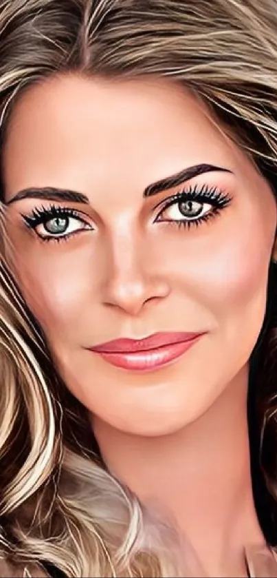 Elegant portrait wallpaper with digital enhancements.
