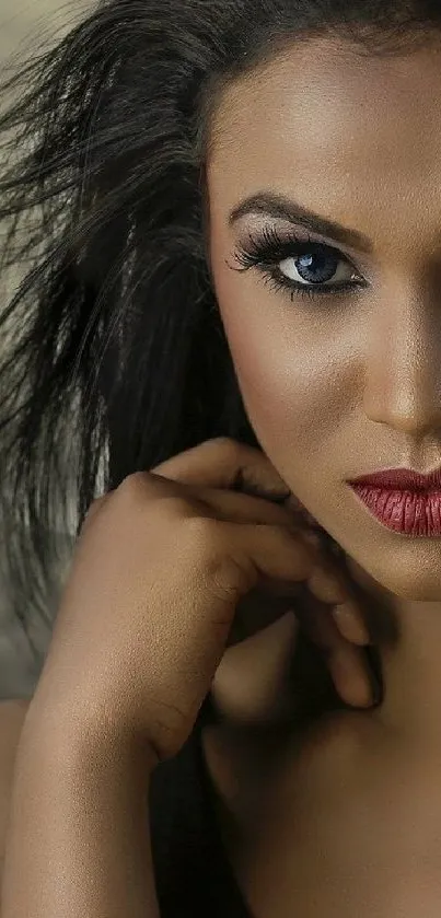 Elegant close-up portrait with striking details and rich colors.