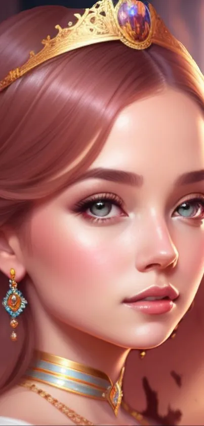 Elegant princess digital art with jewelry and soft colors.