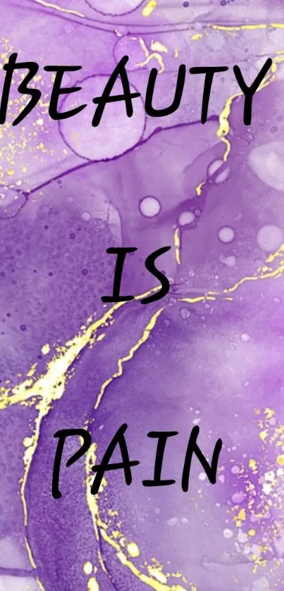 Purple and gold abstract wallpaper with bold typography.