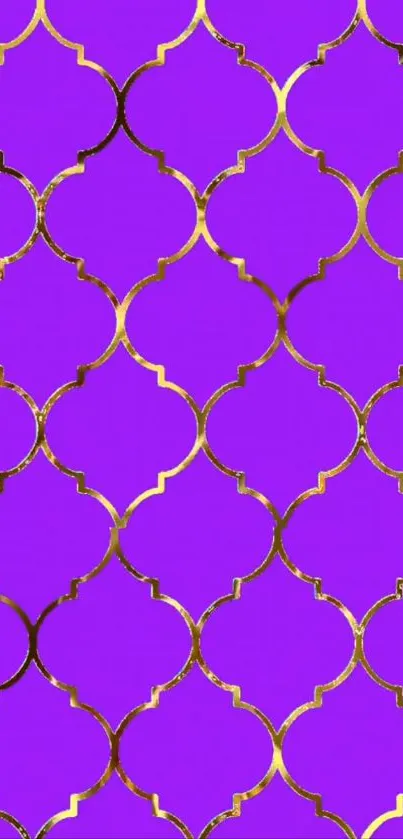 Purple and gold geometric pattern wallpaper