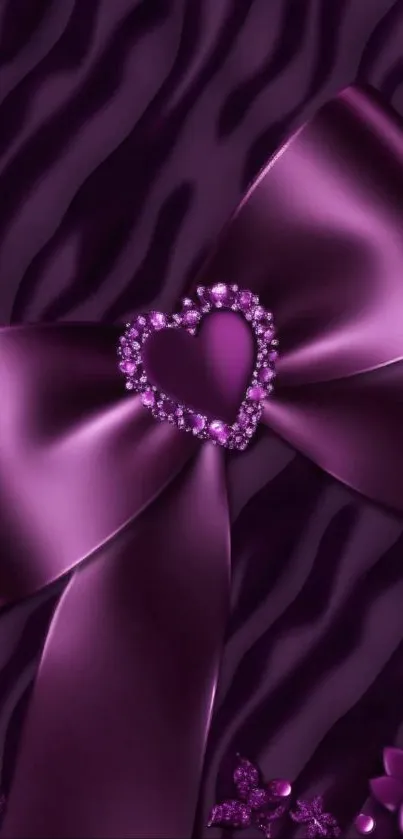 Elegant purple bow with jewels on dark background.