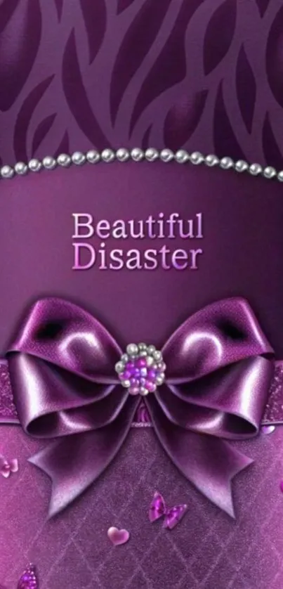 Purple bow mobile wallpaper with elegant design.