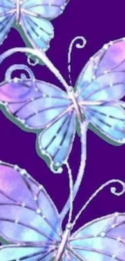 Purple and blue butterfly wallpaper design.