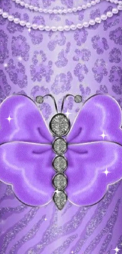 Elegant purple butterfly with glitter design wallpaper.