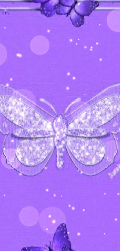 Purple wallpaper featuring elegant butterfly design.