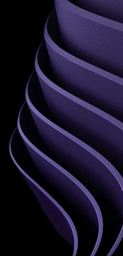 Mobile wallpaper featuring elegant purple curves on a sleek black background.