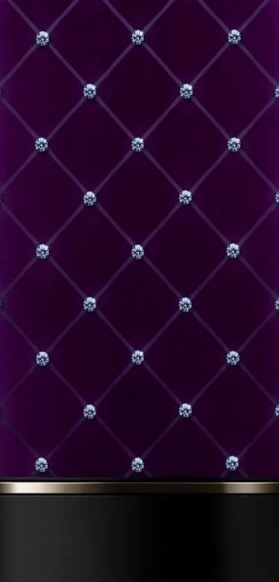 Elegant purple diamond tufted wallpaper for mobile screen.