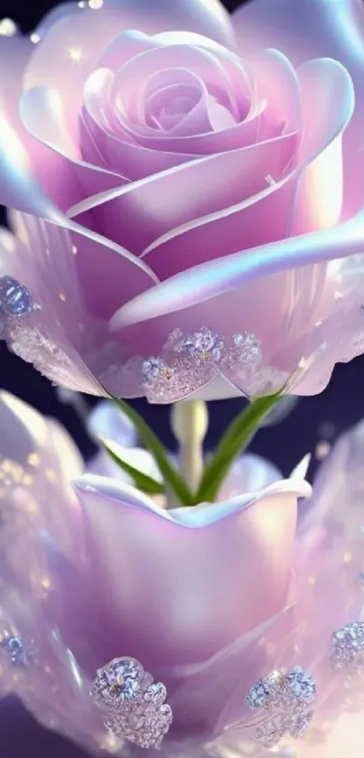 Elegant purple flower design mobile wallpaper with soft petals and sparkling details.