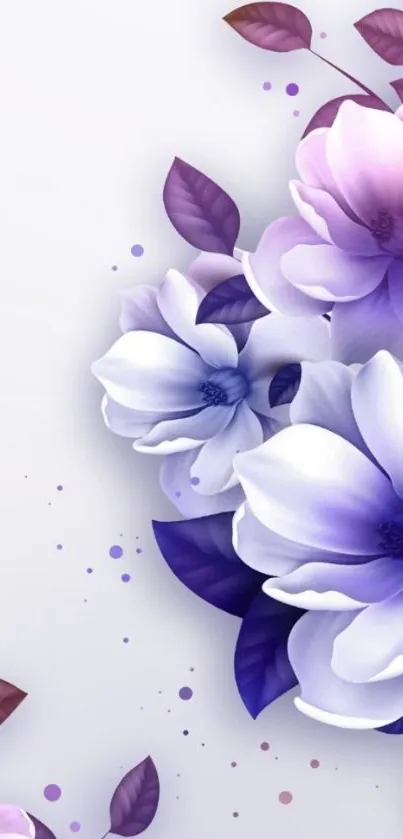 Elegant purple floral wallpaper with blooming lavender flowers.