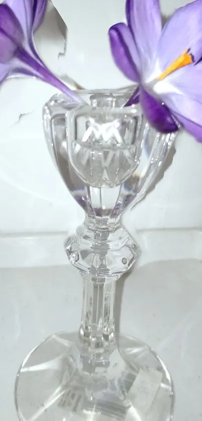 Crystal vase with purple flowers mobile wallpaper.