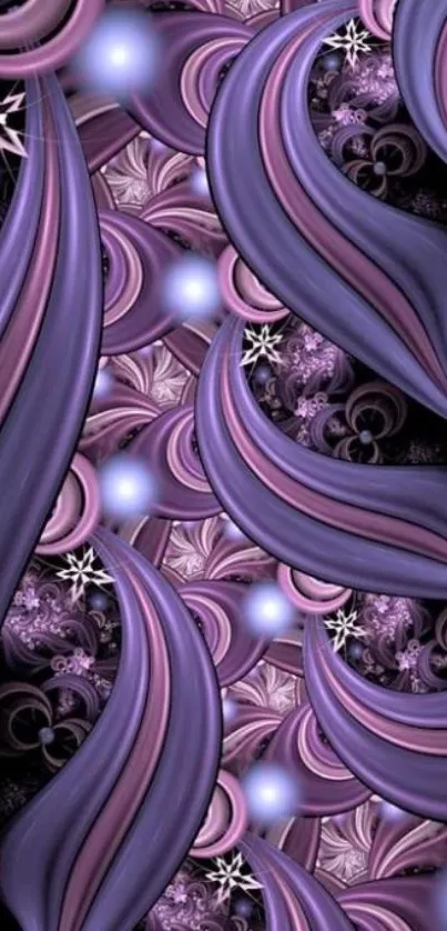 Elegant purple fractal with swirling designs and light accents.