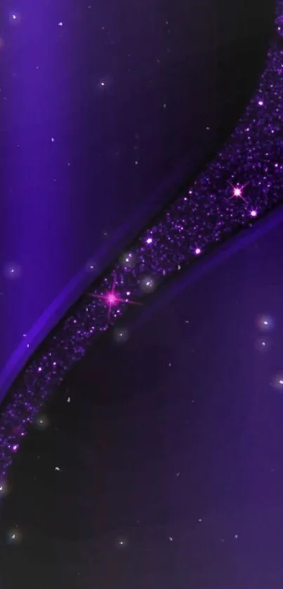 Elegant purple galaxy wallpaper with cosmic swirls and stars.