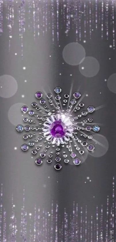 Elegant mobile wallpaper with a purple gem design and sparkling accents.