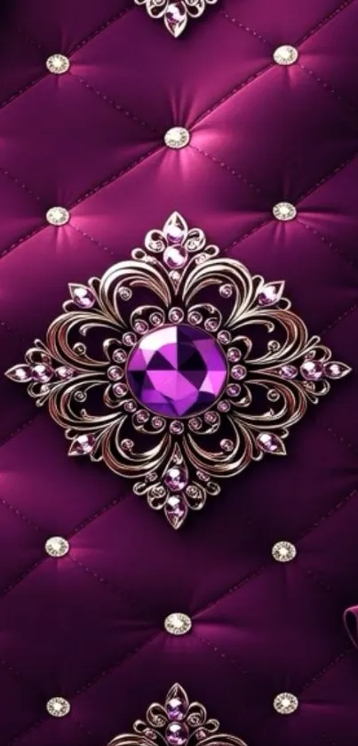 Purple and jewel ornate design wallpaper