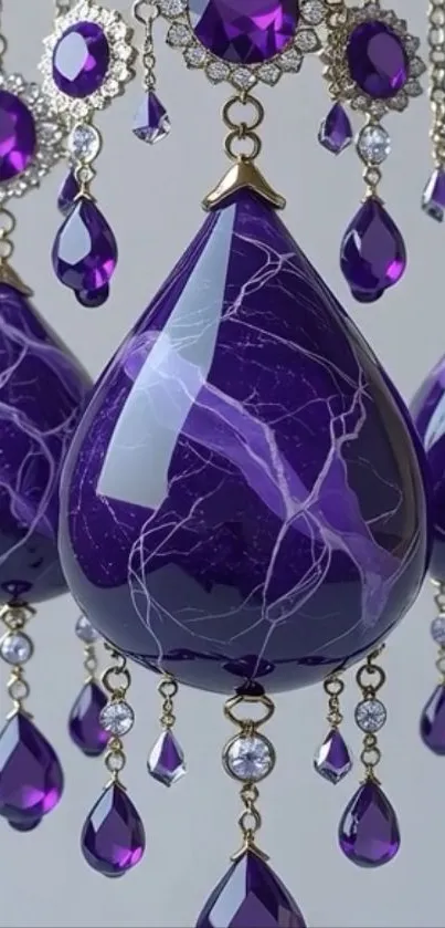 Elegant wallpaper with dangling purple gems.