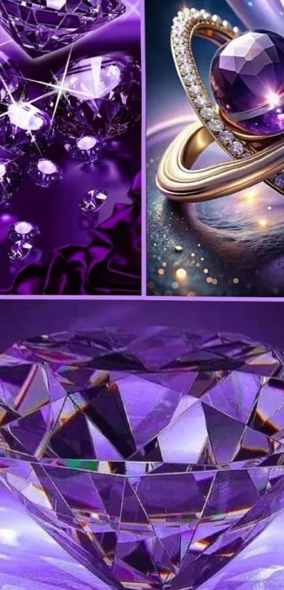 Elegant purple gemstone wallpaper with luxurious design.