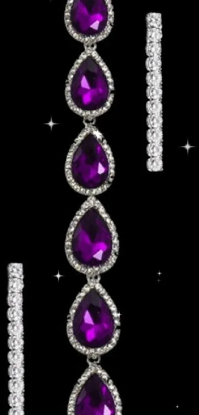 Purple gemstones on elegant black background.