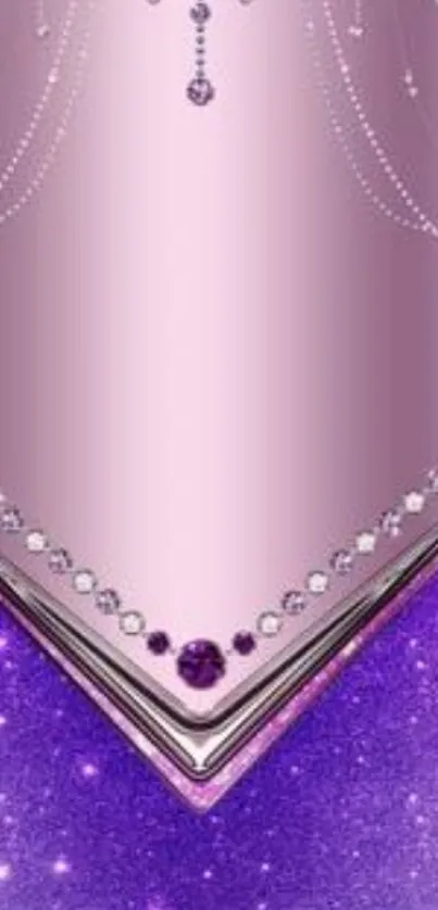 Elegant purple and silver wallpaper with jewels.