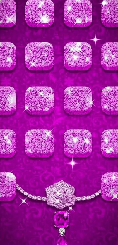 Purple glitter mobile wallpaper with diamond accents.