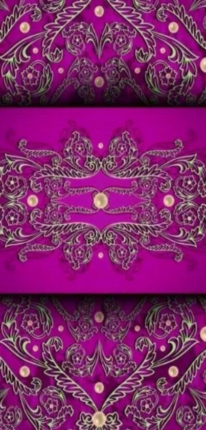 Purple and gold ornate pattern wallpaper for mobile.