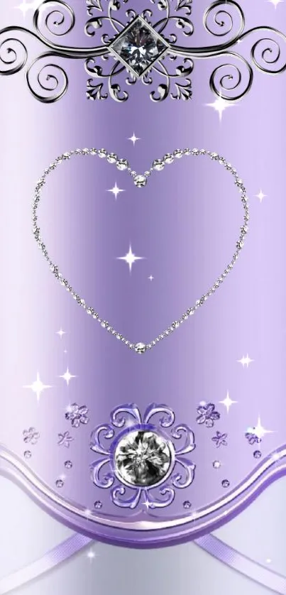 Elegant purple wallpaper featuring heart and diamonds.