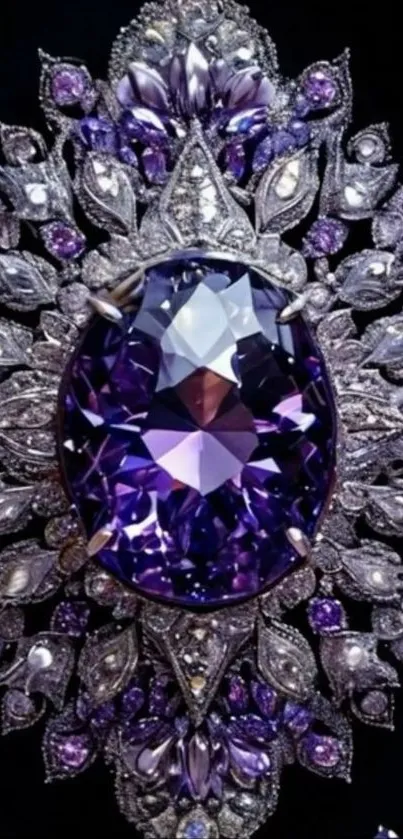 Elegant mobile wallpaper with detailed purple gemstone art.