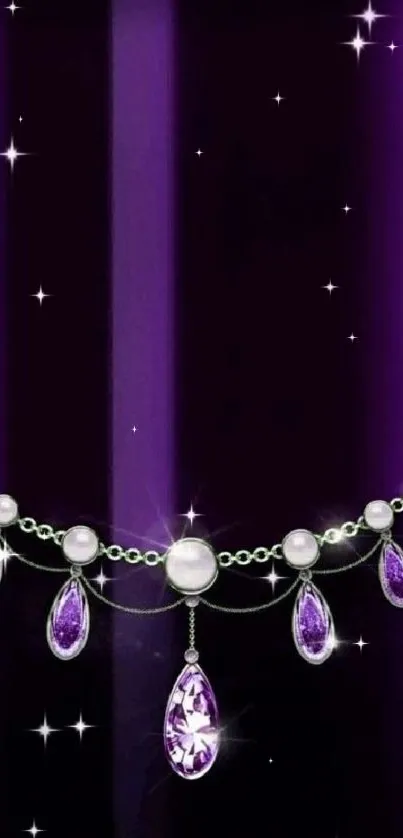 Purple wallpaper with elegant jewel design.