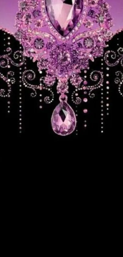 Purple jewel design with intricate patterns on black background.