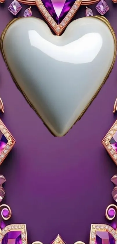 Elegant heart with purple jewel frame.