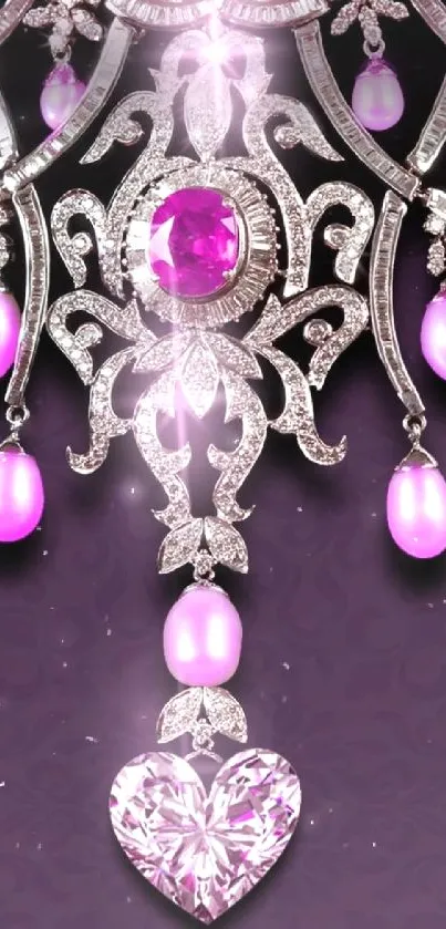 Ornate purple jewel wallpaper with luxurious gemstones.
