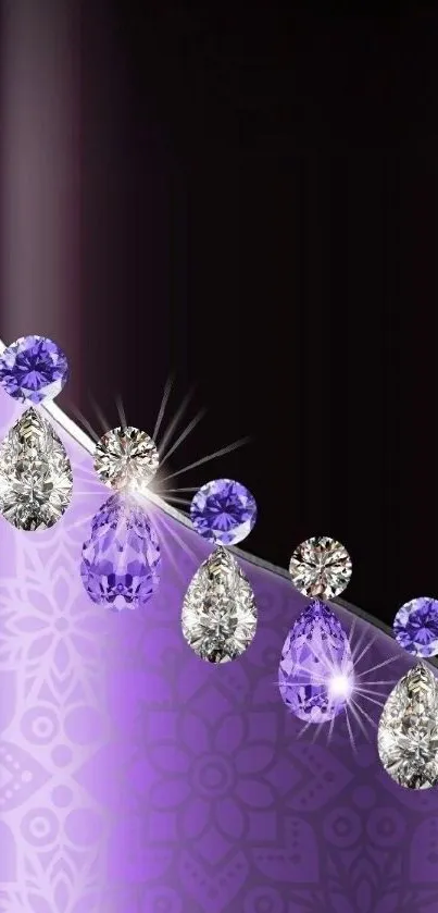 Elegant wallpaper with purple and jewel design, perfect for mobile.