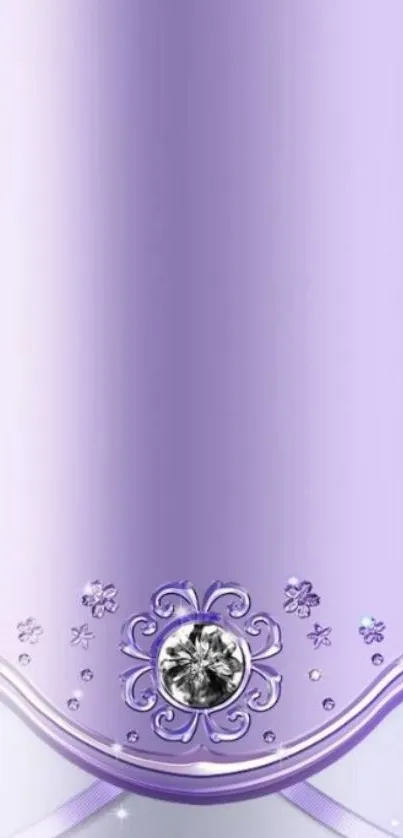 Elegant lavender wallpaper with jeweled design and ornamental accents.