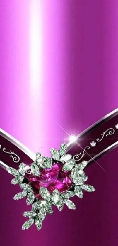 Elegant purple wallpaper with a jewel and intricate design.