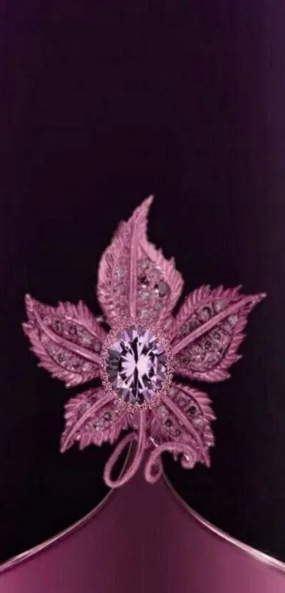 Purple luxury wallpaper with jewel leaf design.